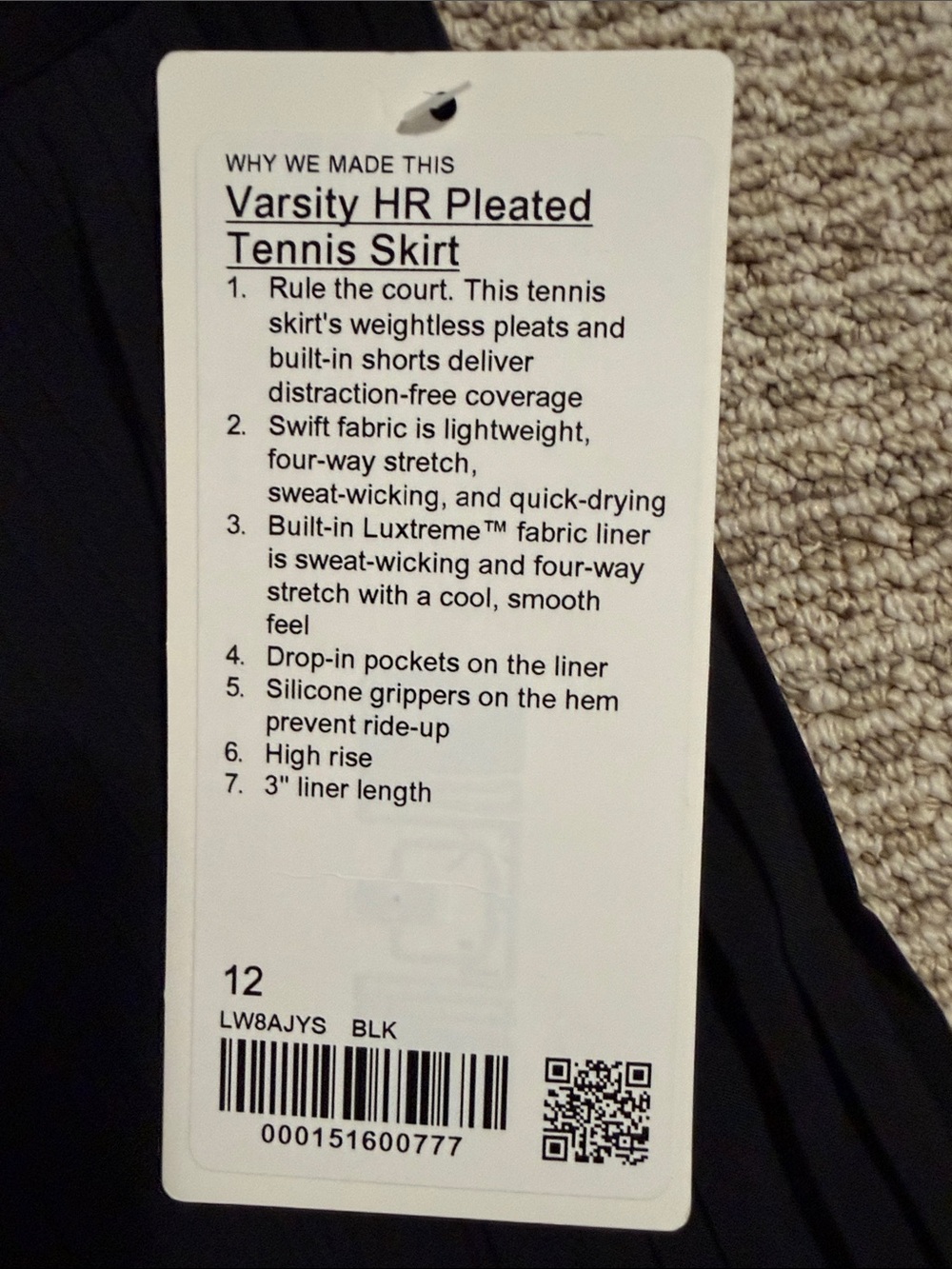 lululemon varsity HR pleated tennis skirt - Picture 4 of 4